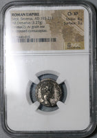 193 NGC Ch XF Septimius Severus Emesa Mint Roman Empire Denarius Pedigree (20052901CZ)