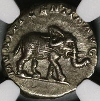 196 NGC XF Elephant Septimius Severus Roman Empire Denarius Historic Victory over Albinus (20050601C)