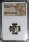 196 NGC XF Elephant Septimius Severus Roman Empire Denarius Historic Victory over Albinus (20050601C)