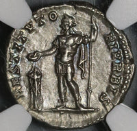 200 NGC AU Septimius Severus Roman Empire Denarius Emperor Sacrificing Pedigree (21012106C)