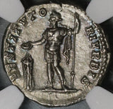 200 NGC AU Septimius Severus Roman Empire Denarius Emperor Sacrificing Pedigree (21012106C)