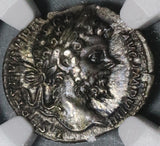 197 NGC XF Septimius Severus Roman Empire Denarius Nude Hercules Lion Skin Club (20012904C)
