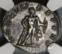 197 NGC XF Septimius Severus Roman Empire Denarius Nude Hercules Lion Skin Club (20012904C)