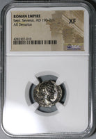 197 NGC XF Septimius Severus Roman Empire Denarius Nude Hercules Lion Skin Club (20012904C)
