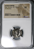 197 NGC XF Septimius Severus Roman Empire Denarius Nude Hercules Lion Skin Club (20012904C)