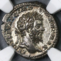 200 NGC Ch AU Septimius Severus Roman Empire Denarius Emperor on Horse (19061603C)