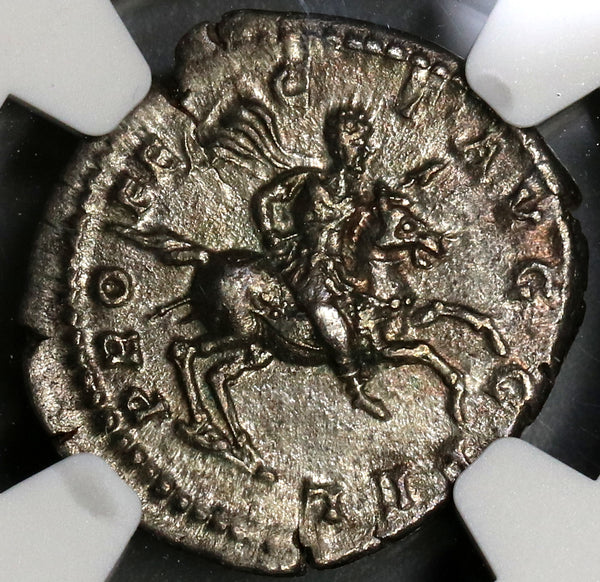 200 NGC Ch AU Septimius Severus Roman Empire Denarius Emperor on Horse (19061603C)