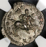 200 NGC Ch AU Septimius Severus Roman Empire Denarius Emperor on Horse (19061603C)