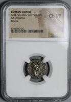 194 NGC Ch VF Septimius Severus Roman Empire Denarius Emesa Rare Unpublished Legend Variant (20120804C)