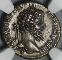 197 NGC Ch XF Septimius Severus Roman Empire Denarius Horse Laodicea (21042401C)