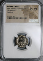 197 NGC Ch XF Septimius Severus Roman Empire Denarius Horse Laodicea (21042401C)