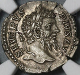 202 NGC AU Septimius Severus Roman Empire Denarius Roma Pedigree (21041602C)