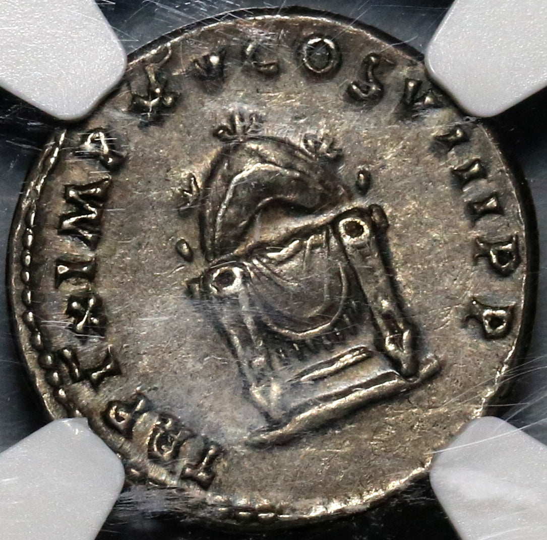 80 NCG Ch XF Titus AR Denarius Roman Empire Throne Coliseum Pompeii Ve ...