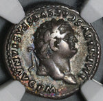 80 Titus Denarius Roman Empire Throne NGC VF Not in RIC Coliseum (20042601C)