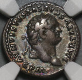 80 Titus Denarius Roman Empire Throne NGC VF Not in RIC Coliseum (20042601C)