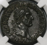 98 NGC AU Trajan Roman Empire AE As Victory Shield Inscribed SPQR Pedigree (20092903C)