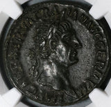 98 NGC AU Trajan Roman Empire AE As Victory Shield Inscribed SPQR Pedigree (20092903C)