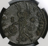 98 NGC AU Trajan Roman Empire AE As Victory Shield Inscribed SPQR Pedigree (20092903C)