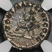 98 NGC MS Trajan Roman Empire Denarius Abundantia Mint State (21120402C)
