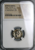 98 NGC MS Trajan Roman Empire Denarius Abundantia Mint State (21120402C)