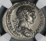 103 NGC AU Trajan Roman Empire Denarius Aequitas Fine Style Pedigree Ancient Coin (18100403C)