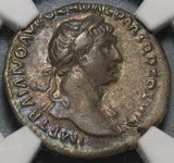 114 NGC Ch VF Trajan's Column Denarius Roman Empire Military Commemorative Monument (20020303C)