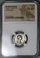 114 NGC Ch XF Trajan's Column Denarius Roman Empire Dacian Military Monument (21020903C)