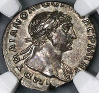 103 Trajan Roman Empire Denarius Felicitas Superb Portrait NGC AU (19082005C)