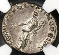 103 Trajan Roman Empire Denarius Felicitas Superb Portrait NGC AU (19082005C)