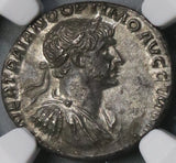 114 TRAJAN Roman Empire Denarius Superb Portrait Mars NGC Ch AU (18091305C)