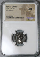 103 Trajan Roman Empire Denarius Dacian Pax Historic Victory NGC AU (19092502C)