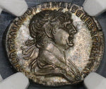 114 NGC Ch AU Trajan Roman Empire Denarius Sol Bust Pedigree Rare Fine Style (20101501C)