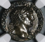 103 NGC AU Trajan Roman Empire Denarius Victory Unpublished Portrait with Aegis (20072201C)