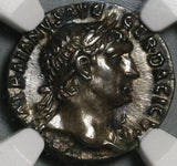 103 NGC AU Trajan Roman Empire Denarius Victory Unpublished Portrait with Aegis (20072201C)