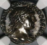 103 NGC AU Trajan Roman Empire Denarius Victory Unpublished Portrait with Aegis (20072201C)