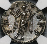 103 NGC AU Trajan Roman Empire Denarius Victory Unpublished Portrait with Aegis (20072201C)