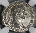 116 NGC Ch AU Trajan Roman Empire Denarius Virtus Parthia Victory (22052203C)