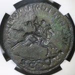 106 Trajan NGC Ch XF Roman Empire Dupondius Emperor Spearing Dacian (19060101C)