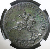 106 Trajan NGC Ch XF Roman Empire Dupondius Emperor Spearing Dacian (19060101C)