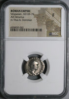 69 NGC F Vespasian Titus Domitian Dynastic Denarius Roman Empire (23022803C)