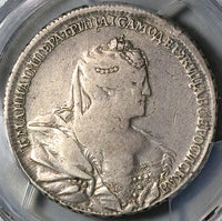 1737 PCGS VF 30 Russia Czarina Anna Poltina 1/2 Rouble Silver Coin POP 1/0 (23031504C)