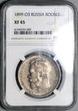 1899 O3 NGC XF 45 Russia Rouble Nicholas II Czar St. Petersburg Silver Coin (23030703C)