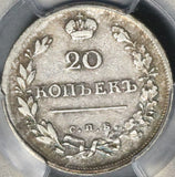 1816/5 ПС/МФ PCGS VF Det Russia 20 Kopeks Czar Alexander I Overdate Coin (21070501C)