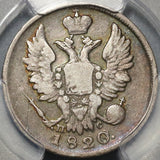 1820/19 PCGS VF 20 Russia Silver 20 Kopeks Czar Alexander I Bold Over-date Coin POP 1/0 (22082001C)