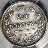 1823 PCGS AU Det Russia Silver 20 Kopeks Czar Alexander I Coin (20062803C)