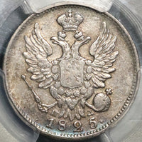 1825 PCGS XF 45 Russia Silver 20 Kopeks Czar Alexander I Coin POP 1/1 (20062804C)