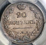 1825 PCGS XF 45 Russia Silver 20 Kopeks Czar Alexander I Coin POP 1/1 (20062804C)