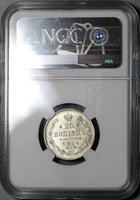 1914 CNB NGC MS 65 Russia 20 Kopeks Silver Nicholas Czar WWI Coin (21020401C)