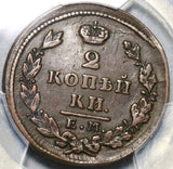 1829-ЕМ ИК PCGS XF 40  Russia 2 Kopeks Mint Error Alexander I Czar Coin POP 1/0 (20070201C)