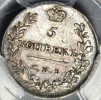 1815 PCGS MS 63 Russia Silver 5 Kopeks Czar Alexander I Coin (21012502C)